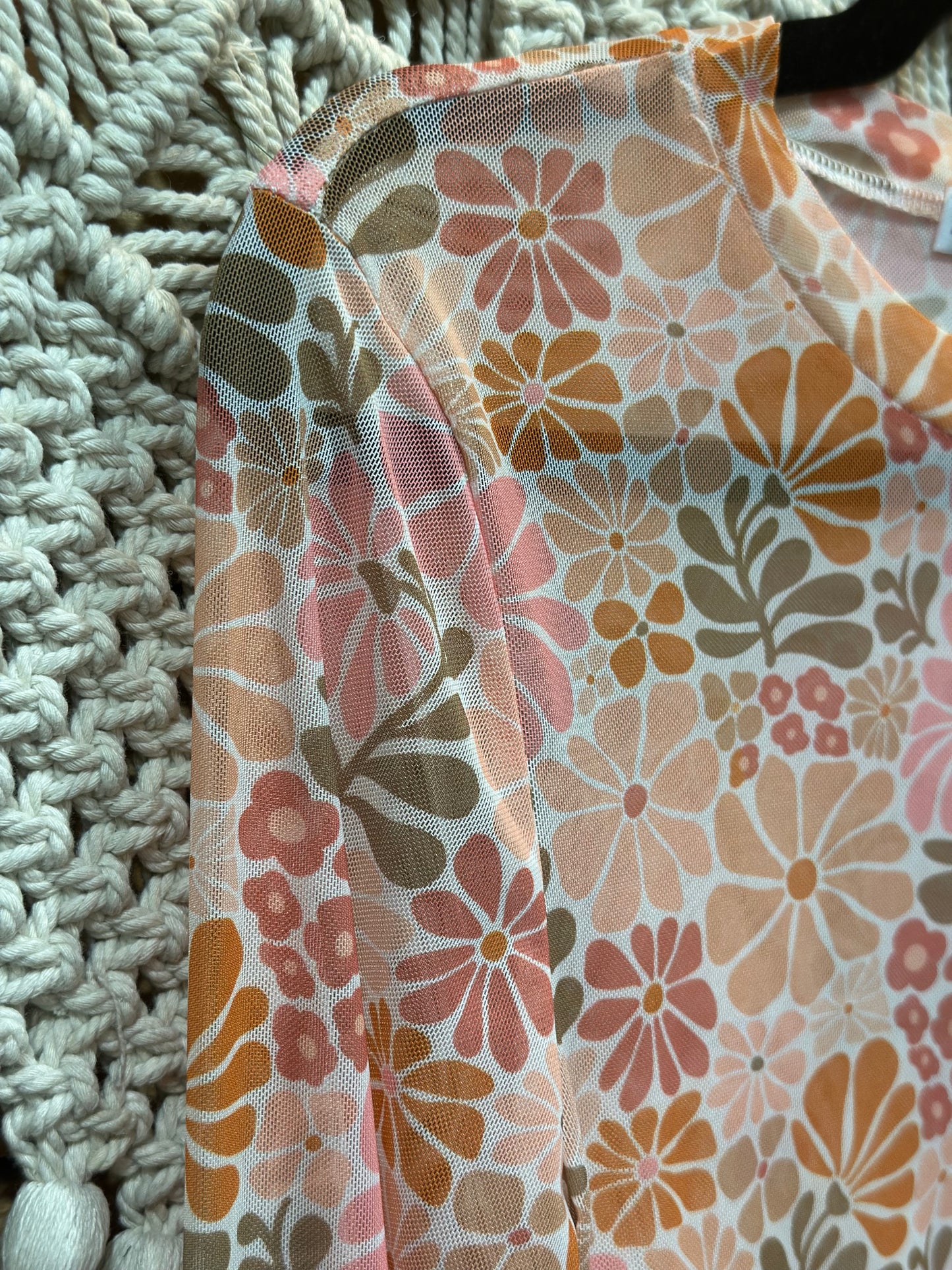 Vintage Floral Mesh Top