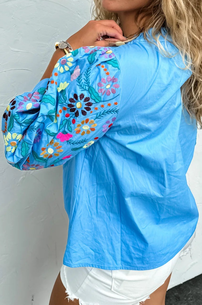 Evelyn Embroidered Sleeve Top