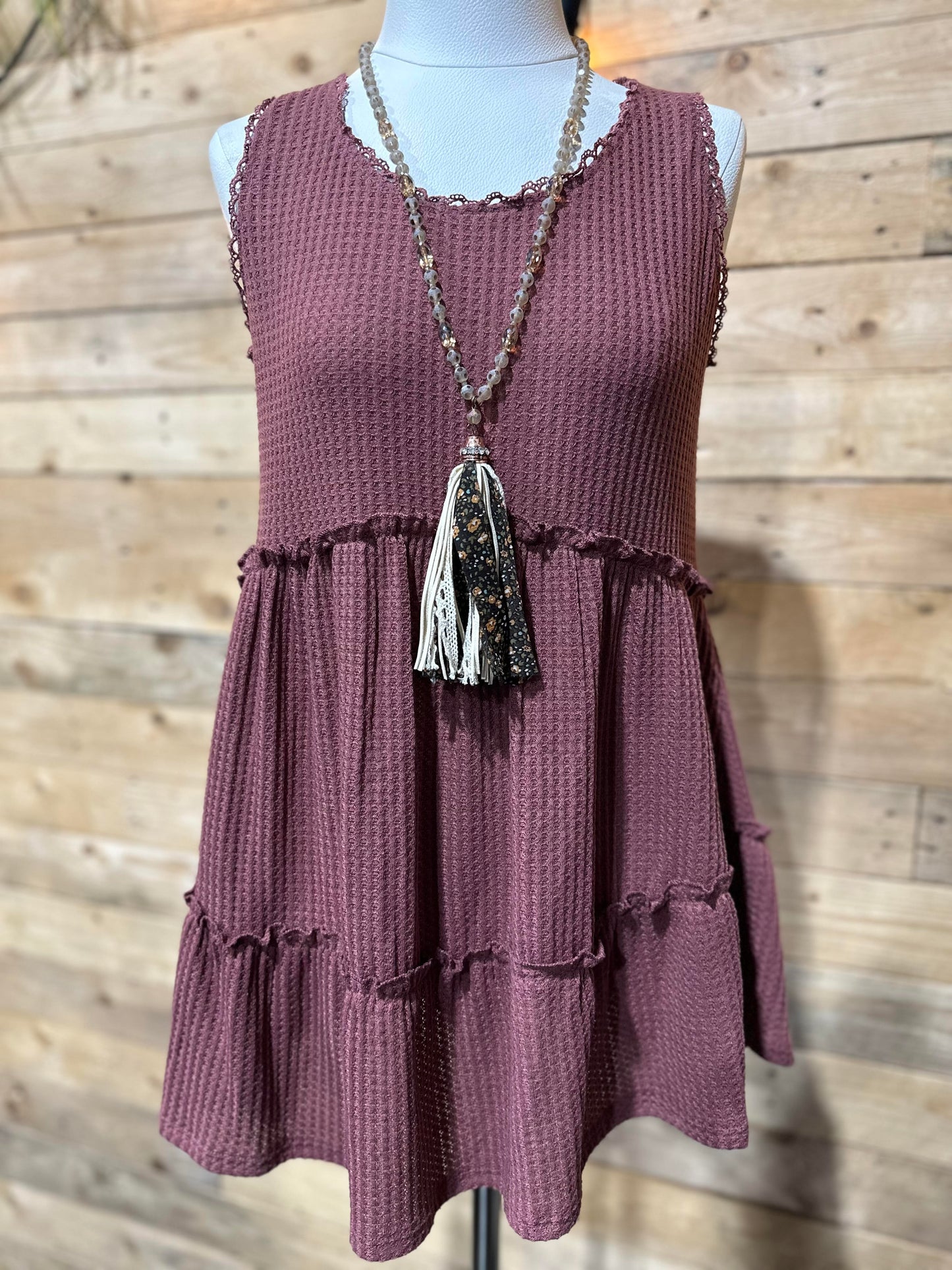 Waffle Knit Tiered Tunic