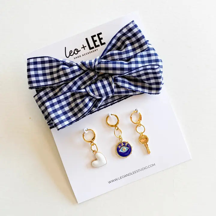 Gingham Shoe Charms & Lace Sets