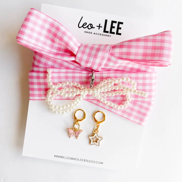 Gingham Shoe Charms & Lace Sets