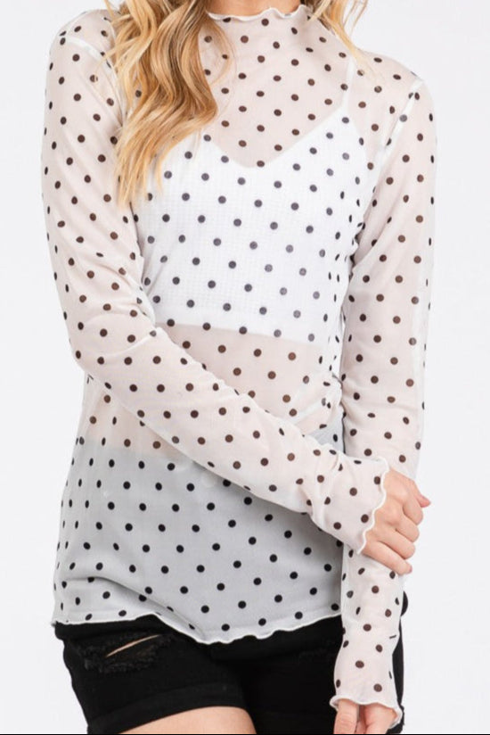 Polka Dot Mesh Top