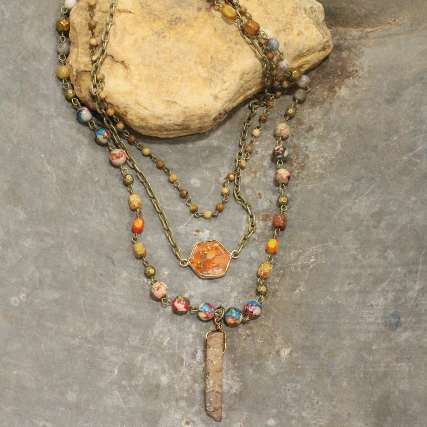 Rusty Orange Stone Necklace