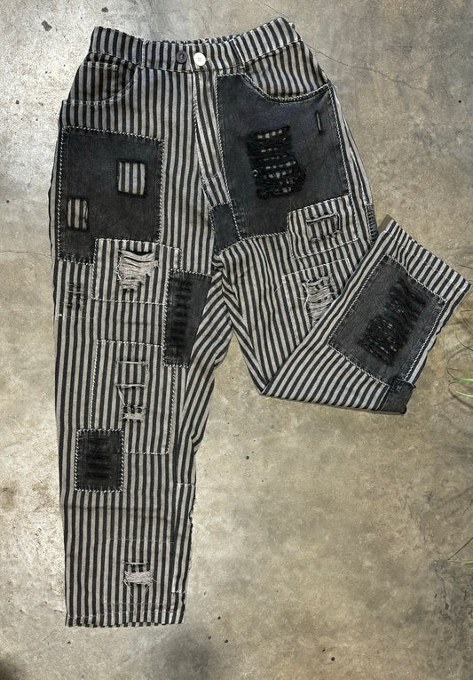 Patch Striped Jeans