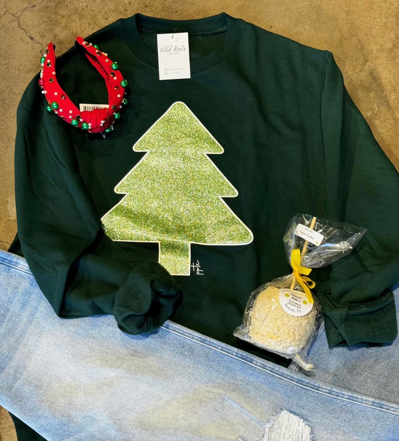 Mint Glitter Tree Sweatshirt