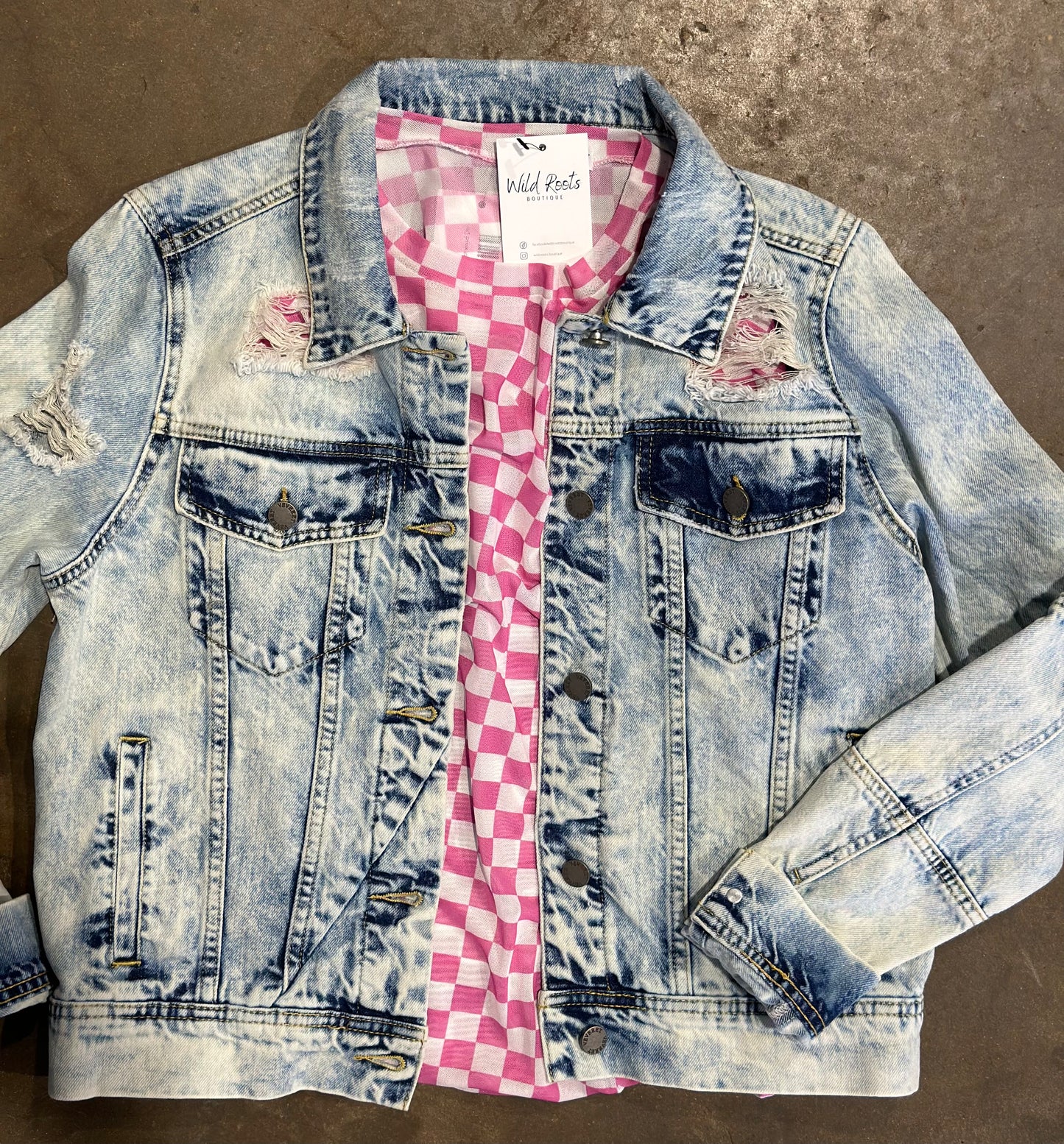 Cropped Distressed Denim Jacket