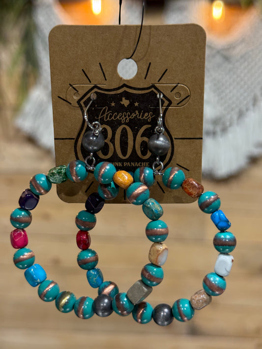 Burnished Turquoise Beaded Earrings