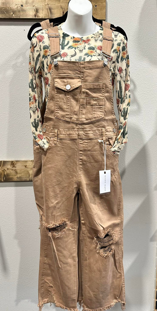 Crop Distressed Overalls