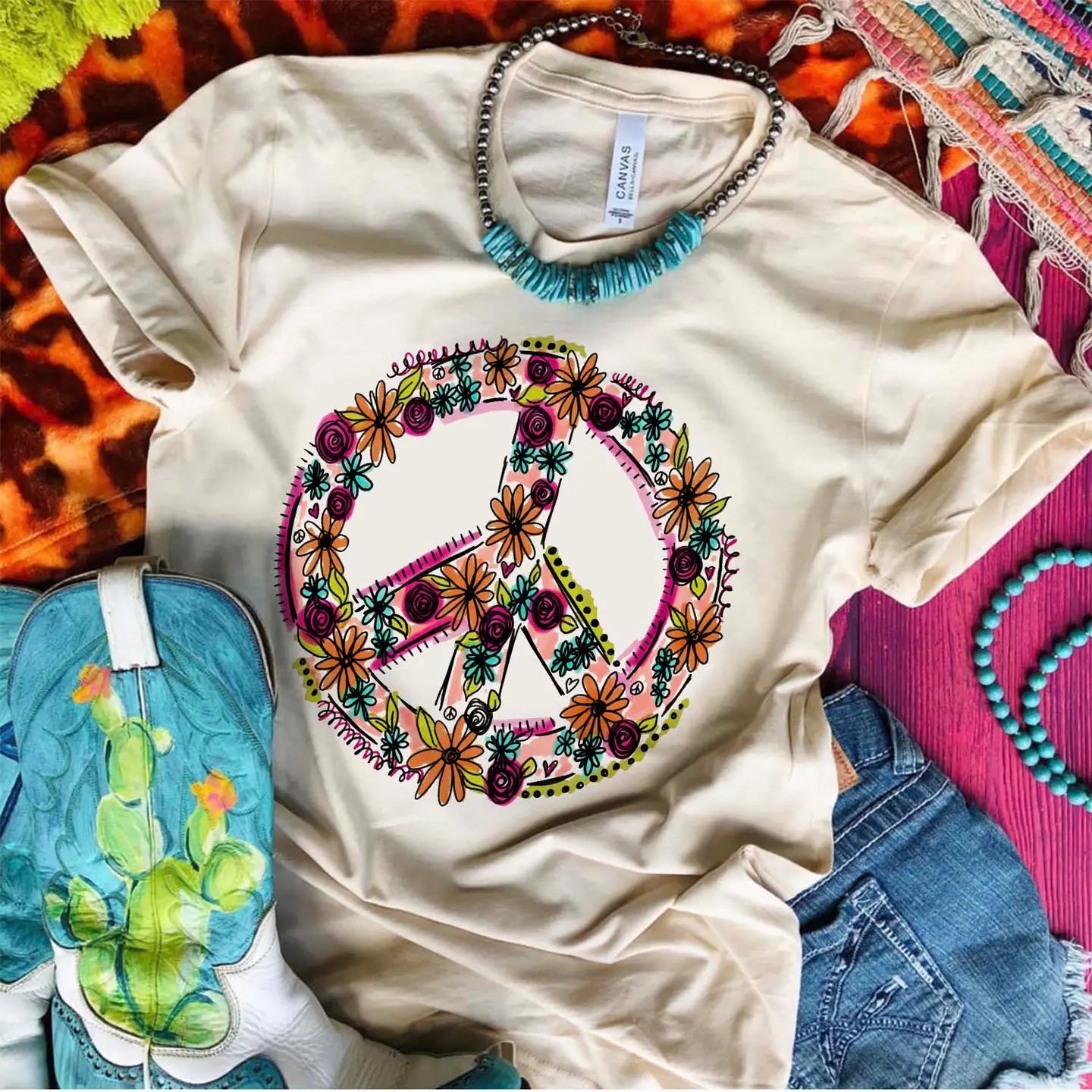 Peace Sign Flower Graphic Tee