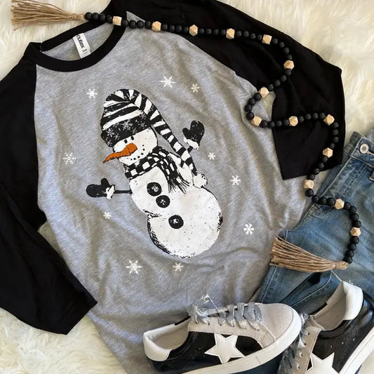 Snowman Raglan Tee