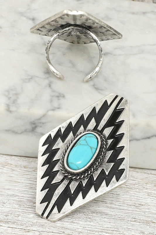 Geometric Turquoise Ring