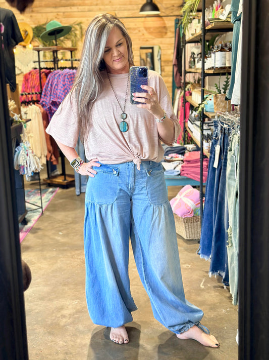 Boho Ankle Drawsting Jeans