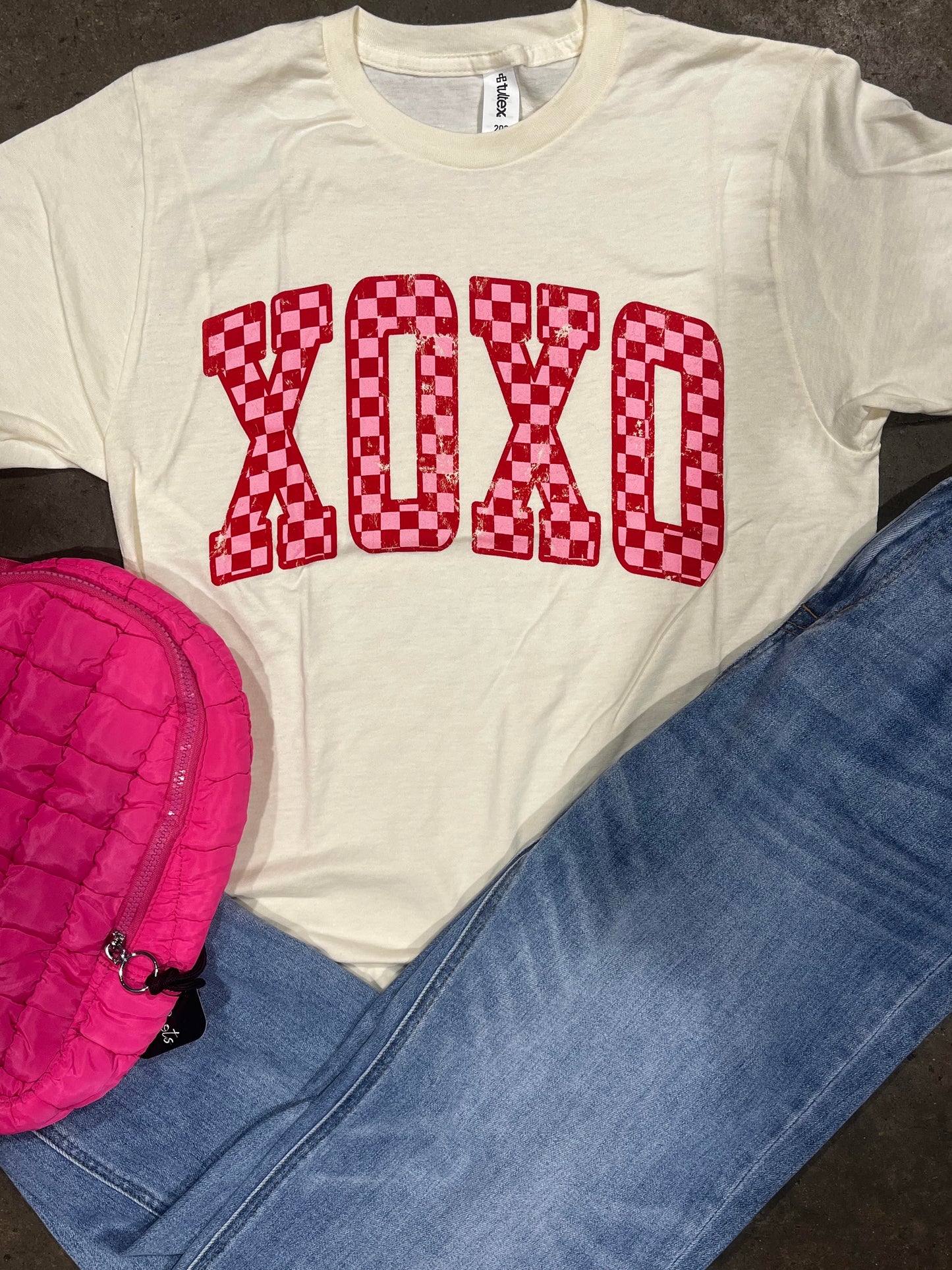 XOXO Checkered Graphic Tee